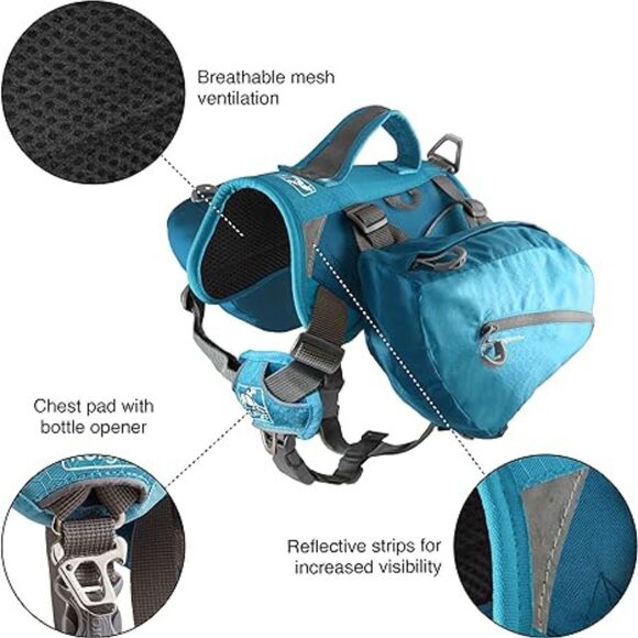 Kurgo Dog Baxter Saddlebag Backpack Harness M/L 27-40 in Chest Hiking Cargo Pack - Picture 4 of 15